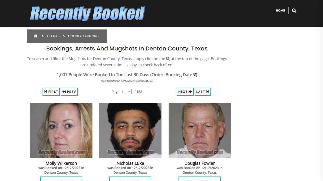 Recent bookings, Arrests, Mugshots in Denton County, Texas